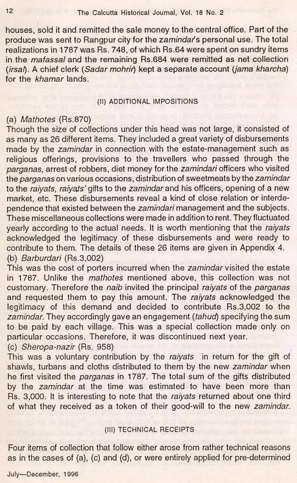 The Calcutta Historical Journal- Vol. XVIII, No. 1-2: Ecology, Subsistence and Coping in Eighteenth Century Bengal, Survey and Calender (Sic) of Marathi (Modi) Documents (1600-1818) from Aitihasika Lekha Sangraha (Set of 2 Volumes: An Old and Rare Book) - Retail Maharaj