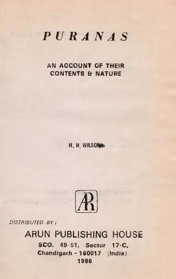 Puranas: An Account of Their Contents & Nature (An Old and Rare Book)