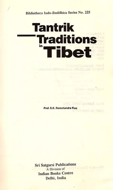 Tantrik traditions in Tibet (Bibliotheca Indo-Buddhica series) - Retail Maharaj