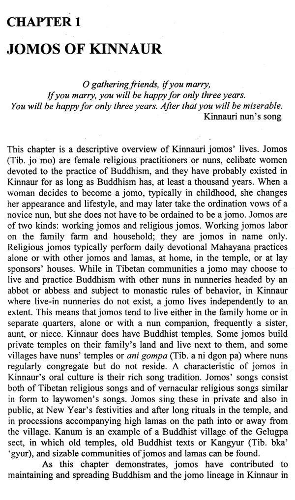 Songs and Lives of the Jomo: Nuns of Kinnaur Northwest India. Women's Religious Expression in Tibetan Buddhism - Retail Maharaj