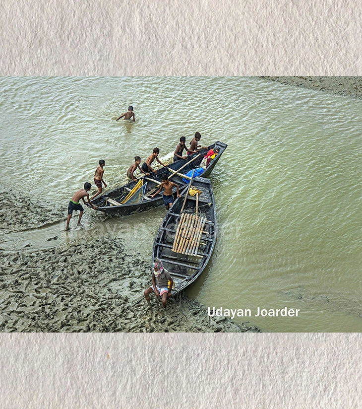 Life on a River Bed – Children Playing by River Matla, Canning, West Bengal - Retail Maharaj