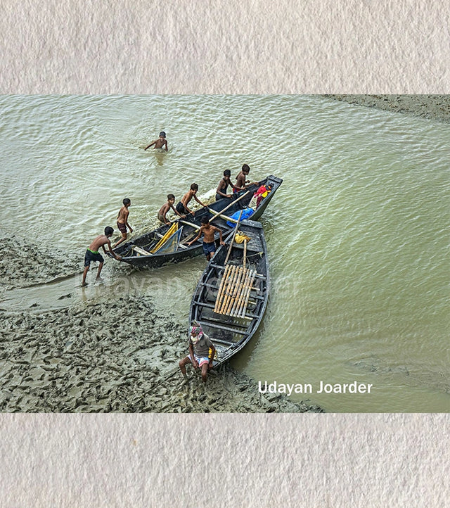 Life on a River Bed – Children Playing by River Matla, Canning, West Bengal - Retail Maharaj