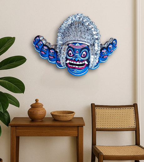 Ravana Chhau Mask – Purulia Mukhos Masterpiece – Traditional Folk Art - Retail Maharaj