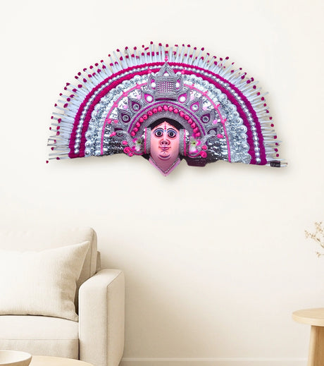 Royal Devotee – Silver Purulia Chhau Mask – Regal Folk Art Masterpiece - Retail Maharaj