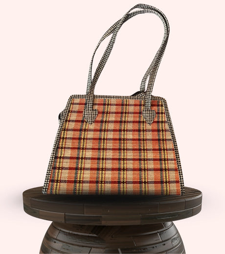 Tribal Checks Handwoven Tote – Eco-Friendly, Handcrafted Tribal Bag from Tripura - Retail Maharaj