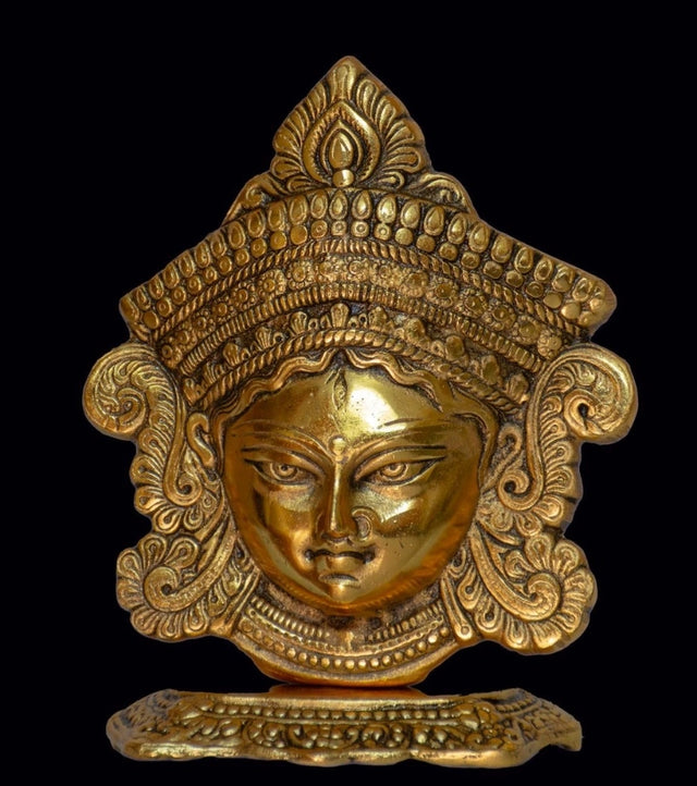 Durga Face Idol in Alloy Metal – Handcrafted Wall Hanging with Antique Finish for Home & Office Decor - Retail Maharaj