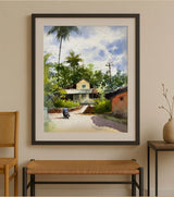Morning Ride in Mafaswal – A3 Watercolor Painting by Ranjan Kurmi | Rural Landscape Art - Retail Maharaj