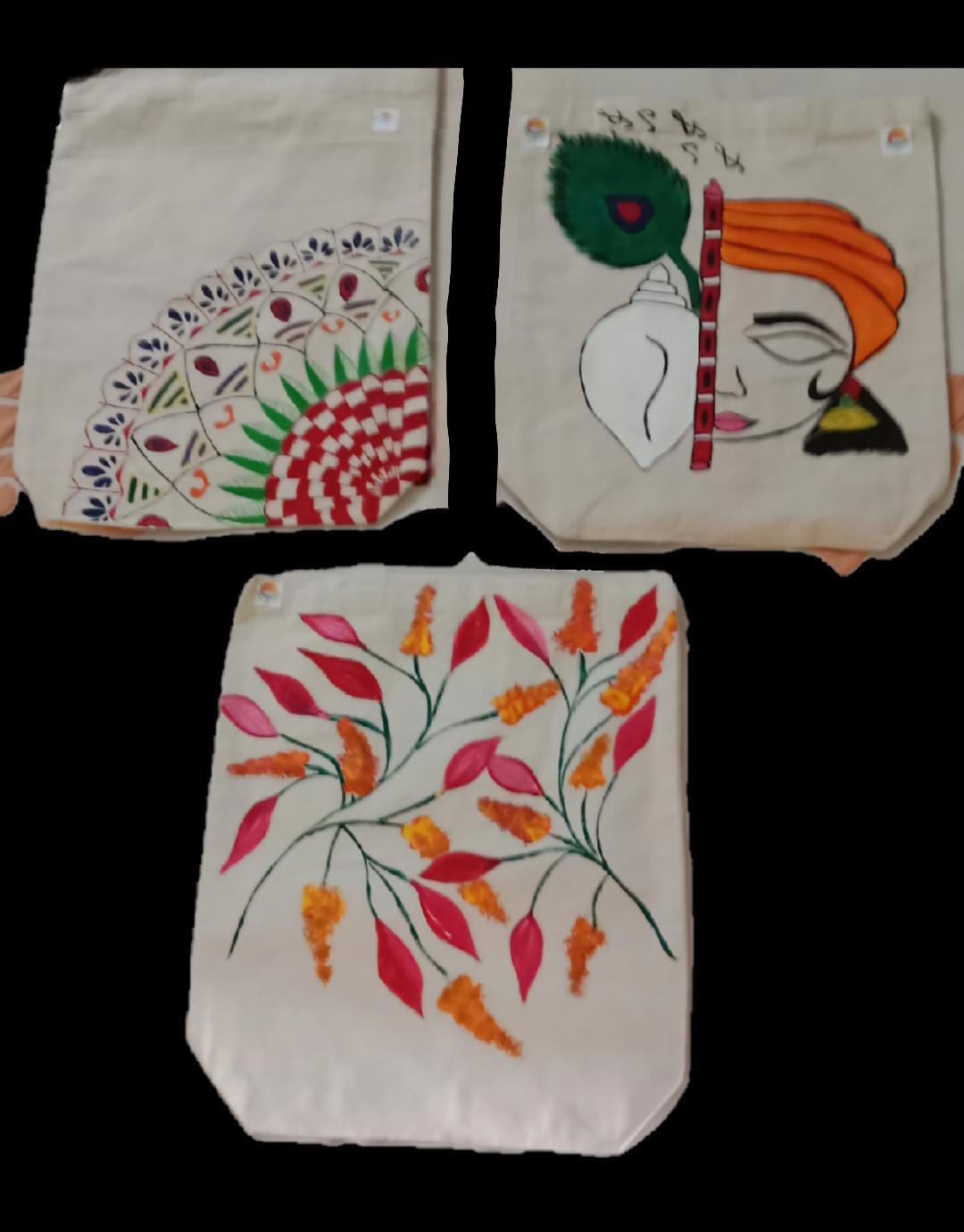 Trio of Hope: Hand-Painted Tote Set by Innocent Hands – Eco-Friendly, Unique Artwork - Retail Maharaj