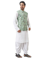 Printed Cotton Silk Handloom Jacket – Green - Retail Maharaj