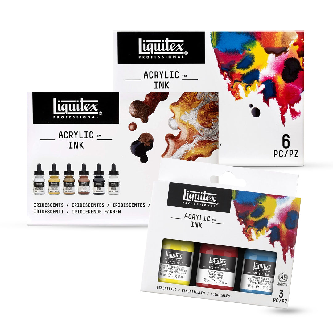 Liquitex Professional Acrylic Ink Set of 3 & 6 (Essential & Iridescent Colours)