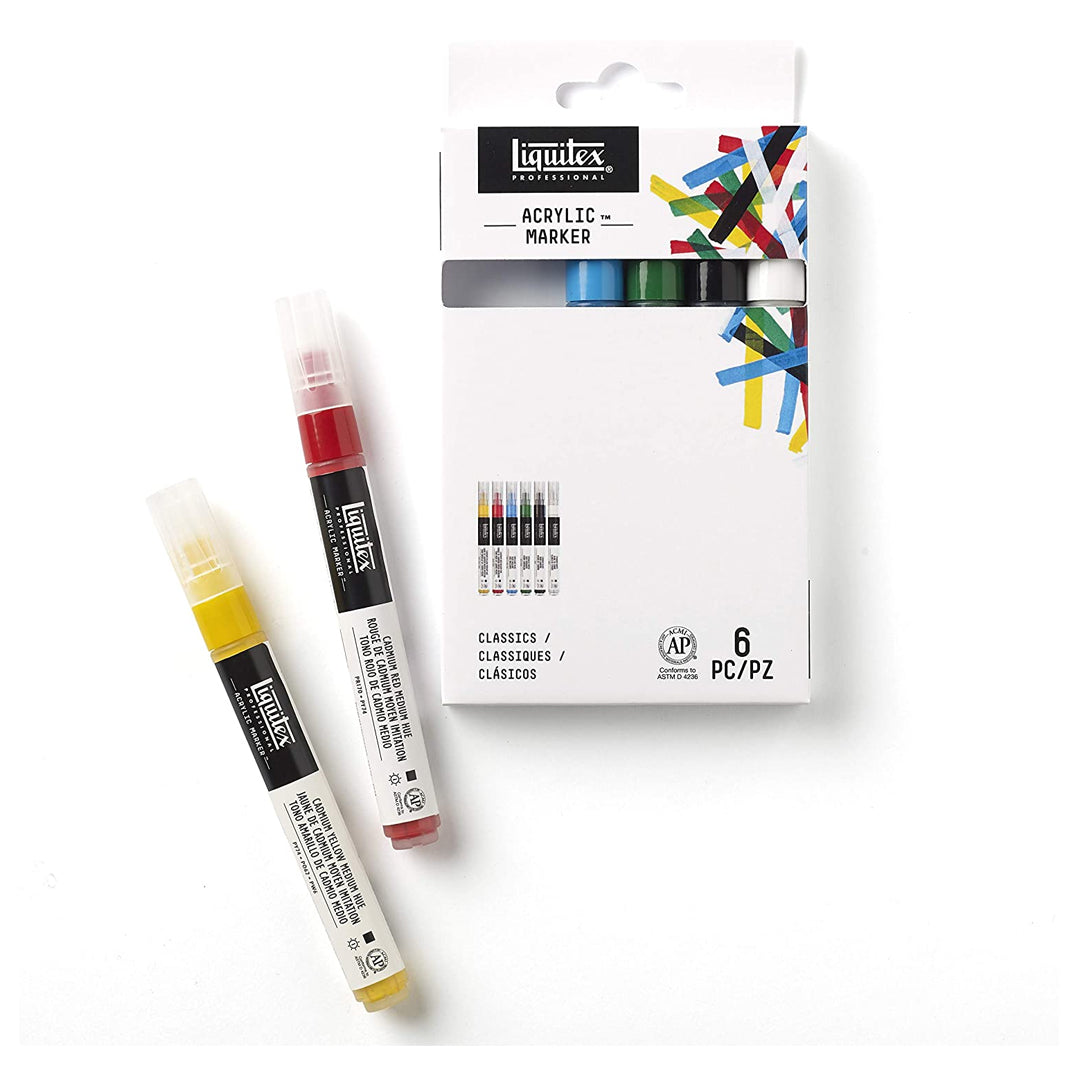 Liquitex Professional Acrylic Marker Sets Artist Grade Acrylic Paint Markers for Fine Art Craft Highlights Vibrant Monochrome Iridescent Colors
