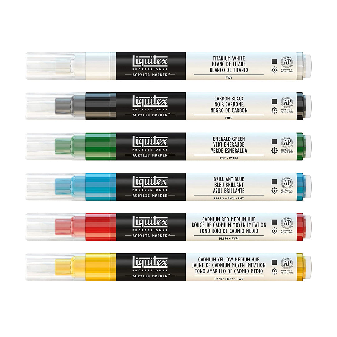 Liquitex Professional Acrylic Marker Sets Artist Grade Acrylic Paint Markers for Fine Art Craft Highlights Vibrant Monochrome Iridescent Colors
