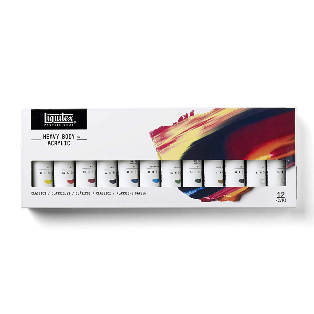 Liquitex Professional Heavy Body Acrylic Classic Set of 12 Artist Paints for Canvas and Mixed Media