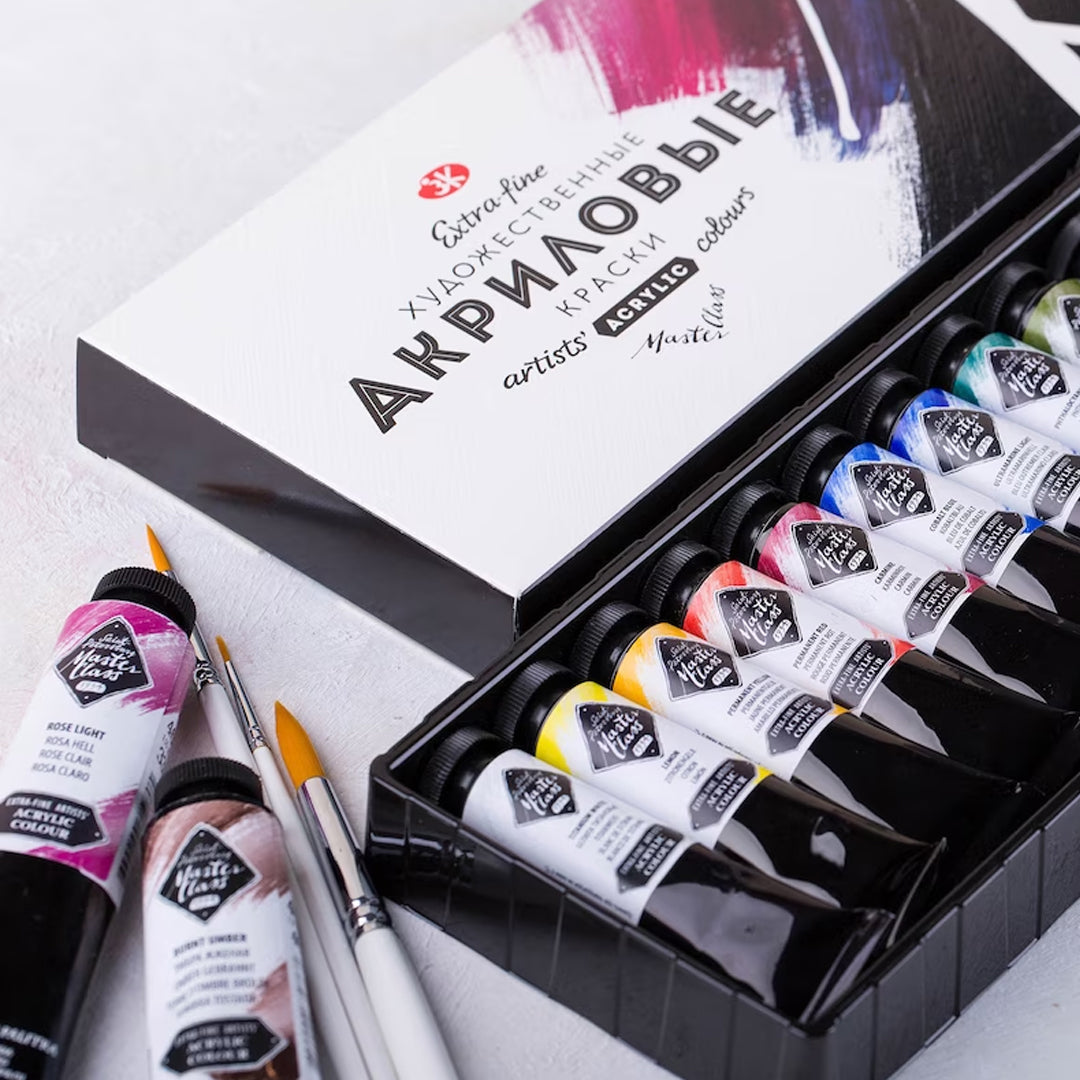 Master Class Acrylic Colour Set of 12 Professional Artist Paints 18ml Tubes
