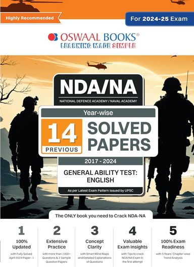 Oswaal NDA-NA (NATIONAL DEFENCE ACADEMY/NAVAL ACADEMY) Yearwise 14 Previous Solved Papers (2017-2024) | General Ability Test | English For 2024-25 Exam - Retail Maharaj