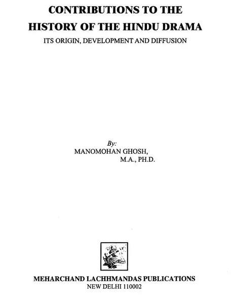 Contributions to The History of The Hindu Drama - Retail Maharaj