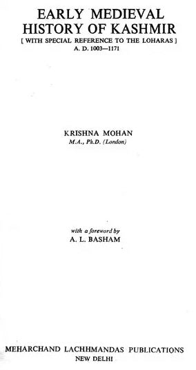 Early Medieval History of Kashmir : With Special Reference to The Loharas (An Old and Rare Book) - Retail Maharaj