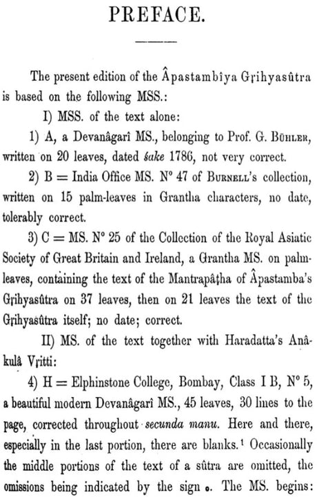The Apastambiya Grhyasutra (Extracts from the Commentaries of Haradatta and Sudarsanarya & Index of Words) - Retail Maharaj