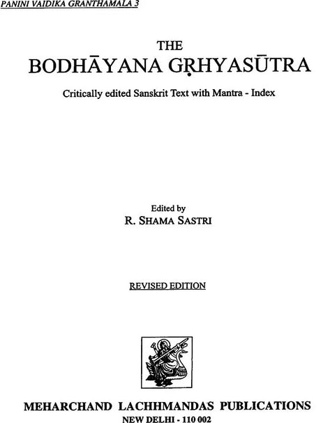 The Bodhayana Grhya Sutra - Retail Maharaj