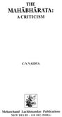 The Mahabharata: A Criticism (An Old and Rare Book) - Retail Maharaj