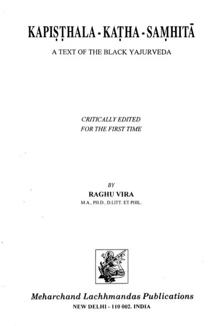 Kapisthala-Katha-Samhita (A Text of the Black Yajurveda) - Retail Maharaj