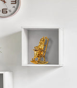 Lord Ganesha in Brass Reading in Rocking Chair – Antique Finish Sculpture for Wisdom & Intellectual Décor