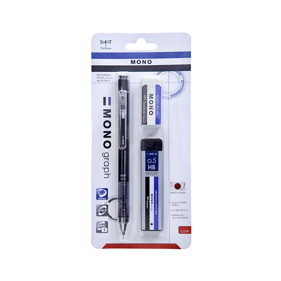 ombow MONO Graph Mechanical Pencil 0.5mm with Shake Mechanism and MONO Eraser