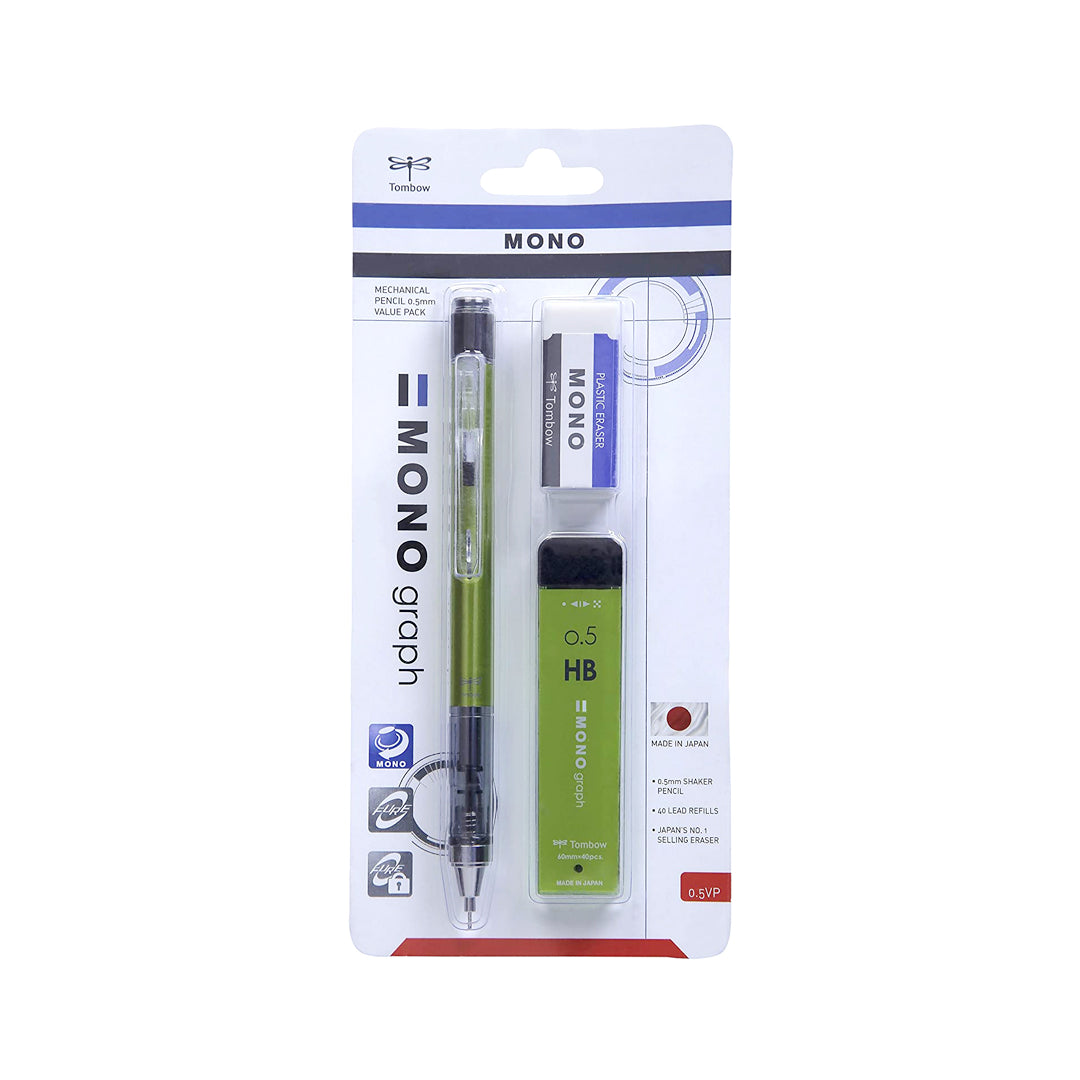 ombow MONO Graph Mechanical Pencil 0.5mm with Shake Mechanism and MONO Eraser