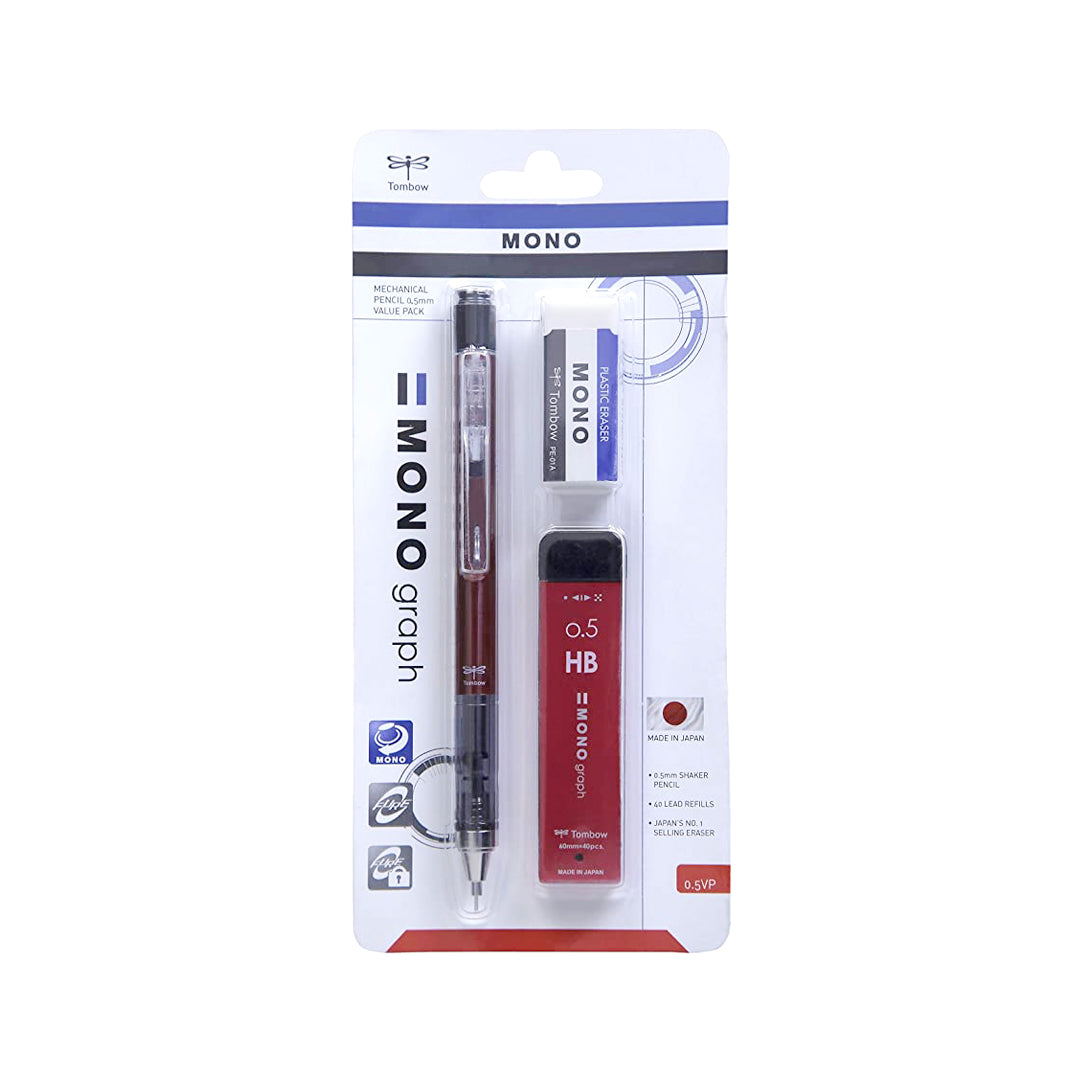 ombow MONO Graph Mechanical Pencil 0.5mm with Shake Mechanism and MONO Eraser