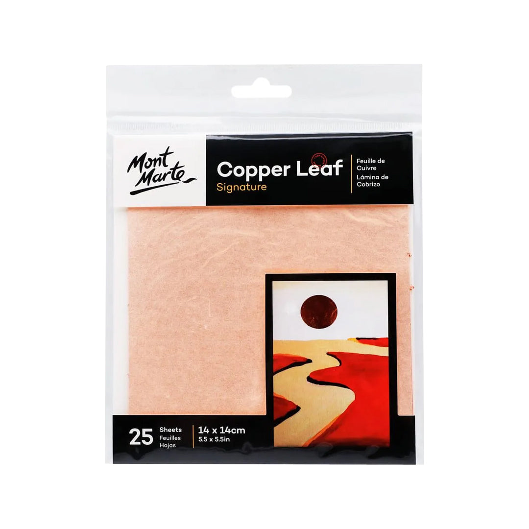 Mont Marte Imitation Gold, Silver & Copper Leaf (25 Sheets) & Leafing Size 60ml