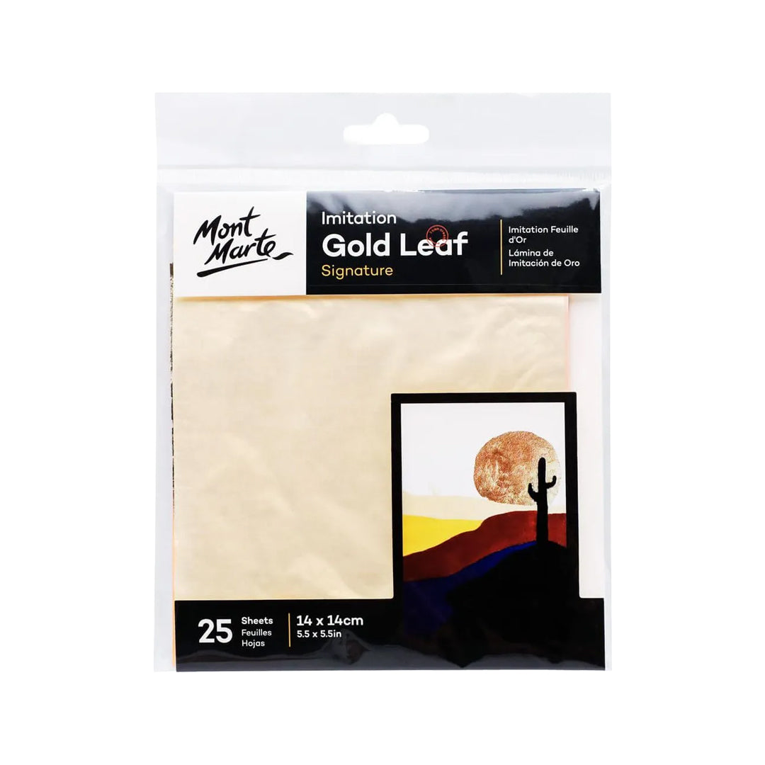 Mont Marte Imitation Gold, Silver & Copper Leaf (25 Sheets) & Leafing Size 60ml