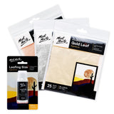 Mont Marte Imitation Gold, Silver & Copper Leaf (25 Sheets) & Leafing Size 60ml