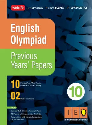 English (IEO) Olympiad Previous Years Papers with Mock Test Papers Class 10 - Retail Maharaj