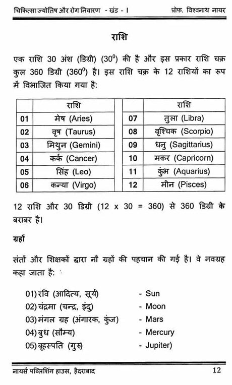 Chikitsa Jyotish aur Rog Nivaran - Khand 1 [Hindi] By MK Viswanath Nair - Retail Maharaj