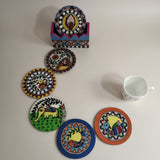 Handmade Madhubani Tea Coaster Set – Wooden Mithila Art Coasters | Indian Folk Art Table Decor - Retail Maharaj
