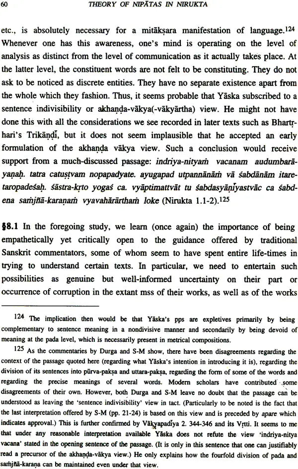 The Theory of Nipatas (Particles) In Yaska’s Nirukta