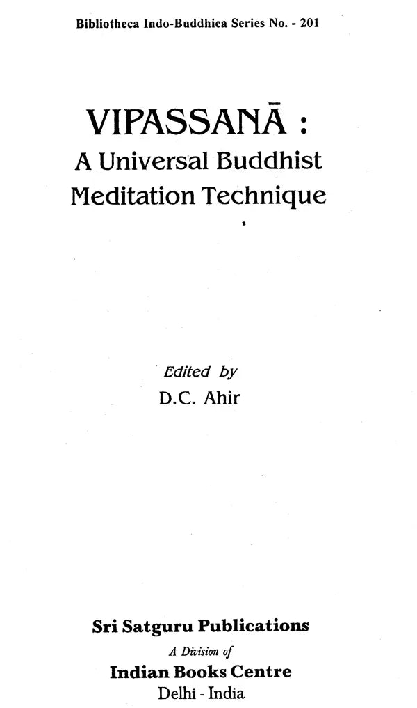 Vipassana; A Universal Buddhist Meditation Technique - Retail Maharaj