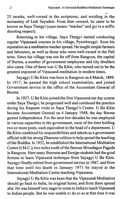 Vipassana; A Universal Buddhist Meditation Technique - Retail Maharaj