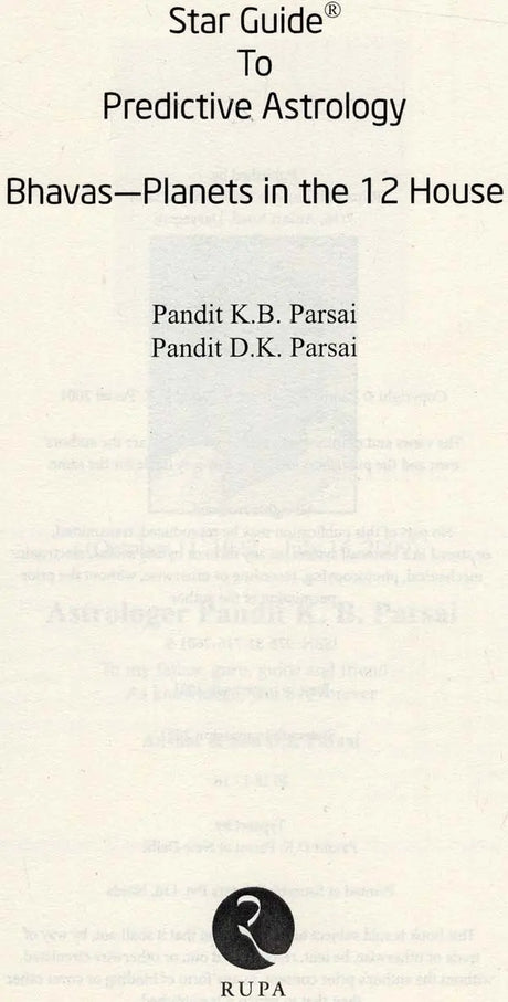 Star Guide to Predictive Astrology [English] By Pandit KB Parsai, DK Parsai - Retail Maharaj