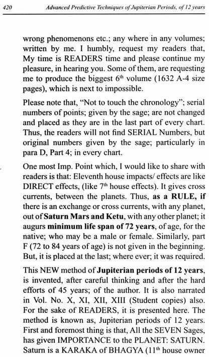 Advanced Predictive Techniques Of Jupiterian Periods Of 12 Year In English By Dr. Prof. Dineshchandra Negandhi