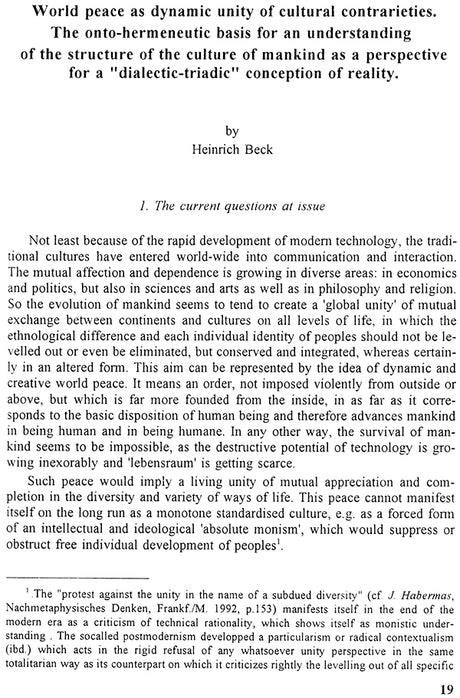 Creative Peace Through Encounter of World Cultures: In Commission of the Hanns Seidel Foundation (Sri Garib Dass Oriental Series) - Retail Maharaj