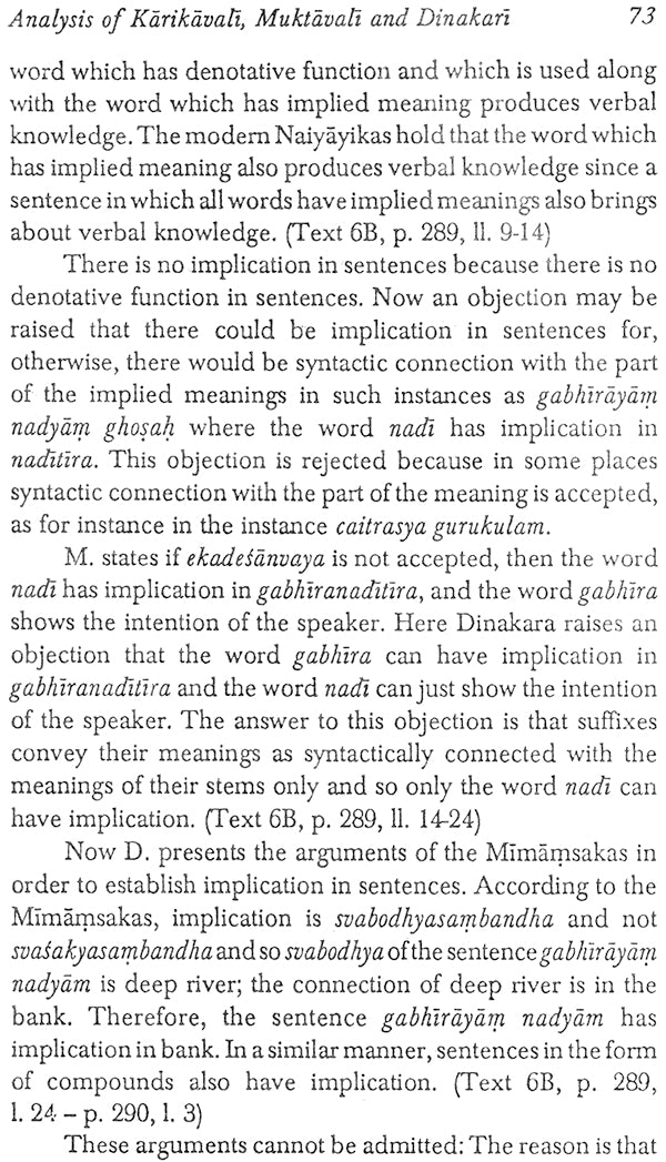 Nyaya Philosophy of Language: Analysis, Text, Translation and Interpretation of Upamana and Sabda Sections of Karikavali, Muktavali and Dinakari (Sri Garib Dass Oriental Series) - Retail Maharaj