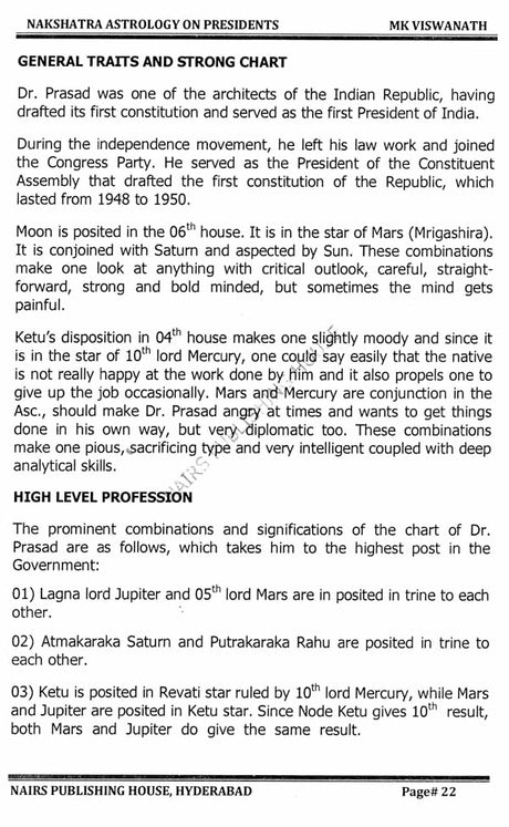 Nakshatra Astrology on Presidents [English] By MK Viswanath - Retail Maharaj