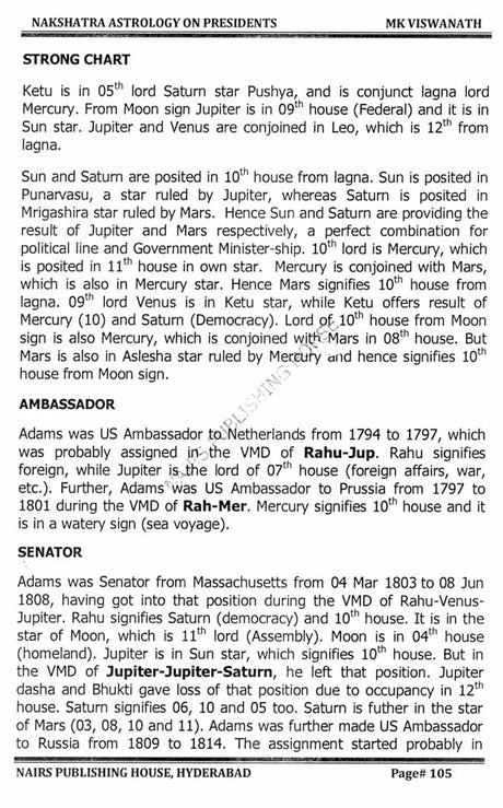 Nakshatra Astrology on Presidents [English] By MK Viswanath - Retail Maharaj