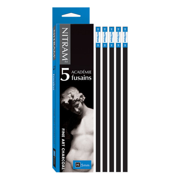 Nitram Académie Fusain H Hard Charcoal Batons 5mm Square - Retail Maharaj