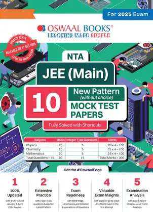 Oswaal Nta Jee (Main) 10 New Pattern Mock Test Papers Book - Retail Maharaj