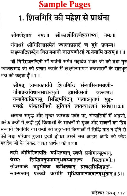 माहेश्वर तंत्र (संस्कृत एवं हिन्दी अनुवाद) - Maheshwar Tantra