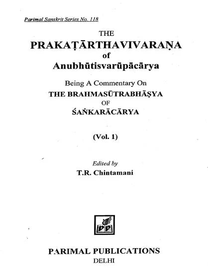 The Prakatarthavivarana of Anubhutisvarupacarya (Set of 2 Volumes) - Retail Maharaj
