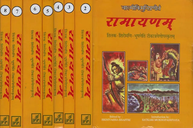 Ramayana of Valmiki-With Three Ancient Commentaries-: Tilaka of Rama, Ramayanasiromani of Sivasahaya and Bhusana of Govindaraja (Set of 8 Volumes) - Retail Maharaj