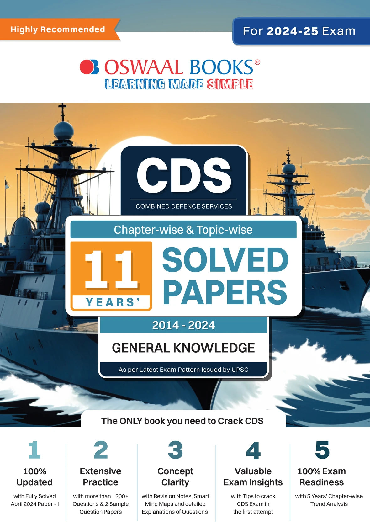 Oswaal CDS (Combined Defence Services) Chapter-wise & Topic-wise 11 Years' Solved Papers (2014-2024) General Knowledge | For 2024-25 Exam - Retail Maharaj